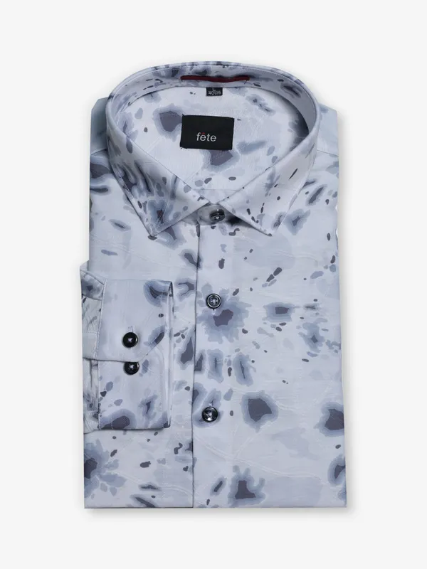 FETE grey printed party wear shirt