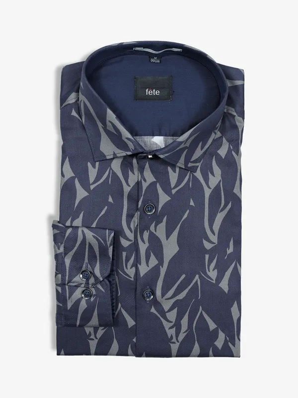 FETE navy and grey printed shirt