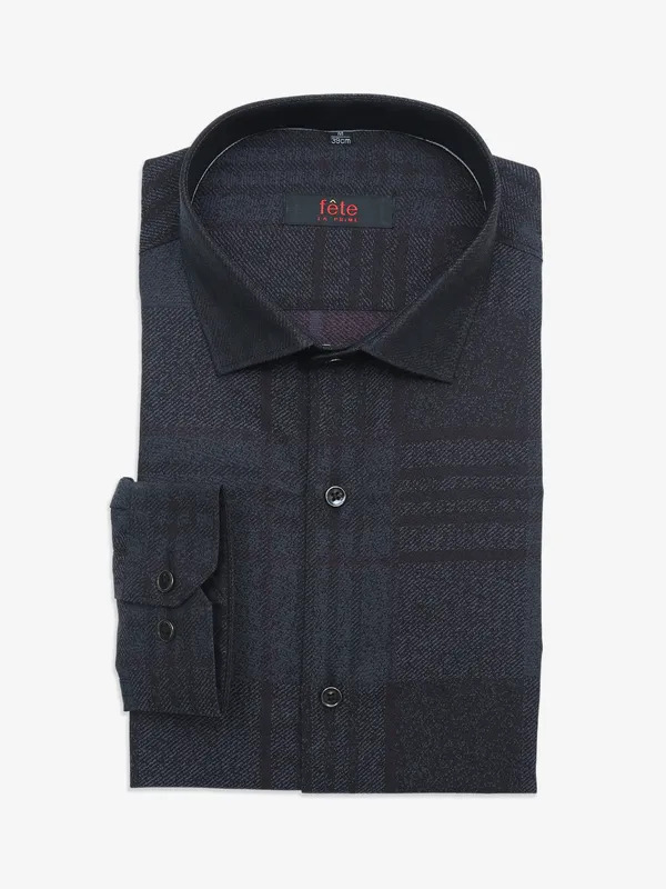 Fete navy cotton checks shirt