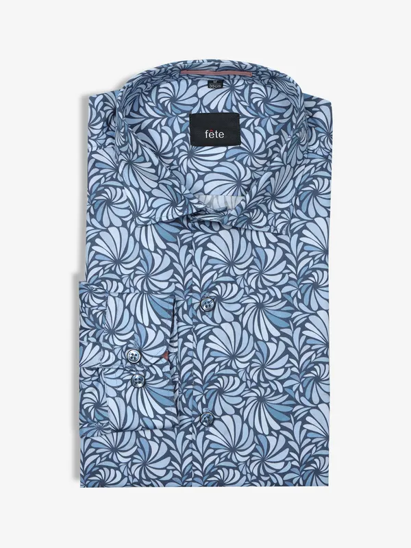 FETE navy cotton printed shirt