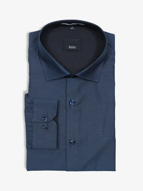 FETE navy plain full sleeve shirt