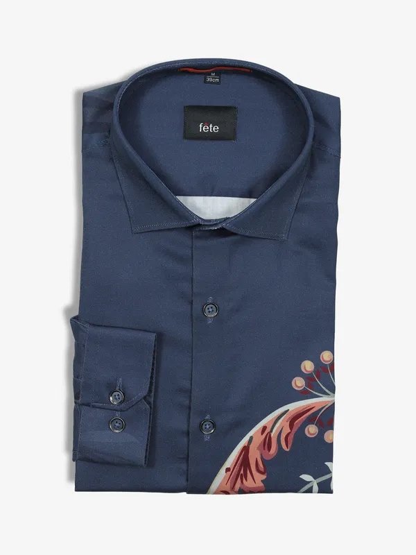 FETE printed cotton navy shirt