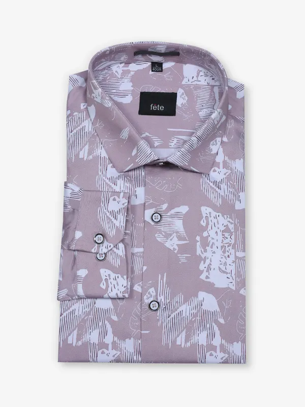 FETE printed onion pink mens party wear shirt