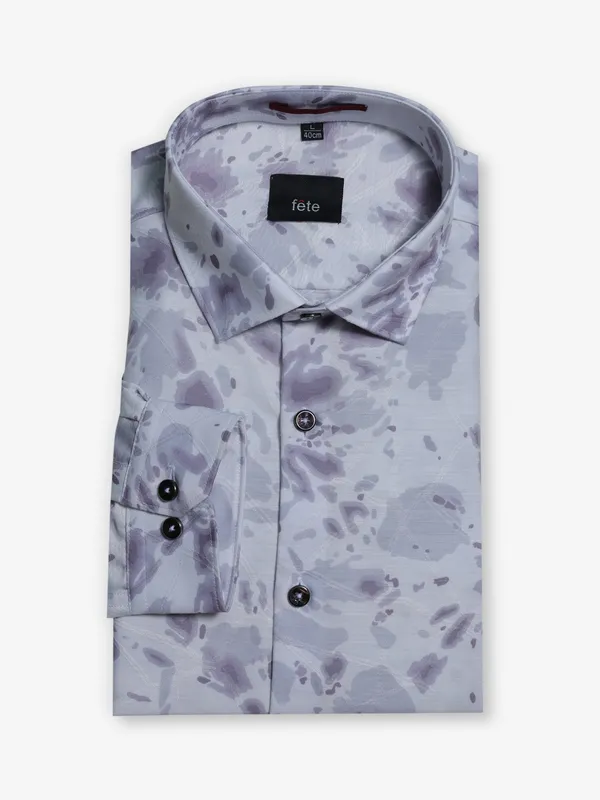 FETE printed purple cotton shirt for men