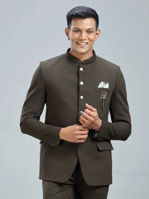 Finest green jodhpuri blazer in premium terry rayon fabric