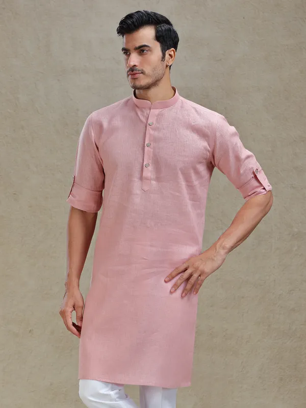 Flamingo pink serene kurta for ethnic charm