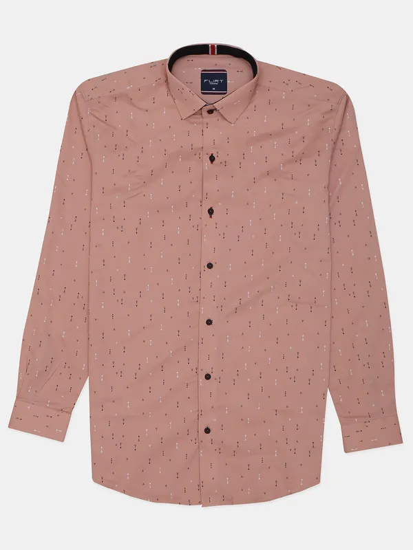 Flirt peach printed cotton mens shirt