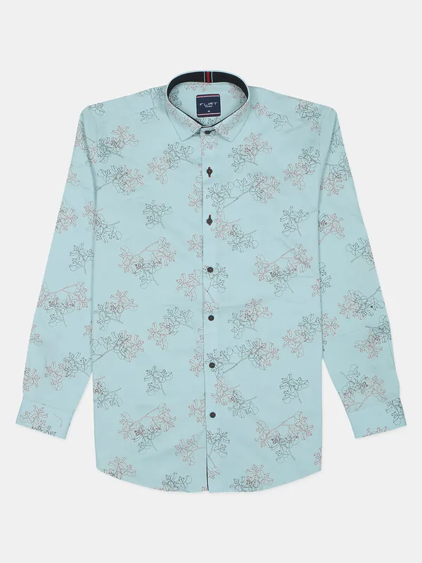 Flirt printed style sea-green shade casual shirt