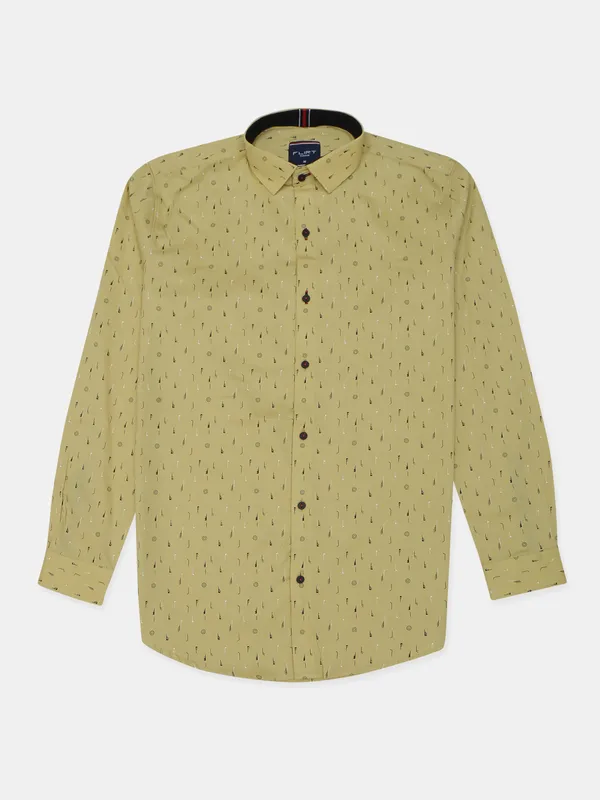 Flirt printed style yellow hue cotton shirt