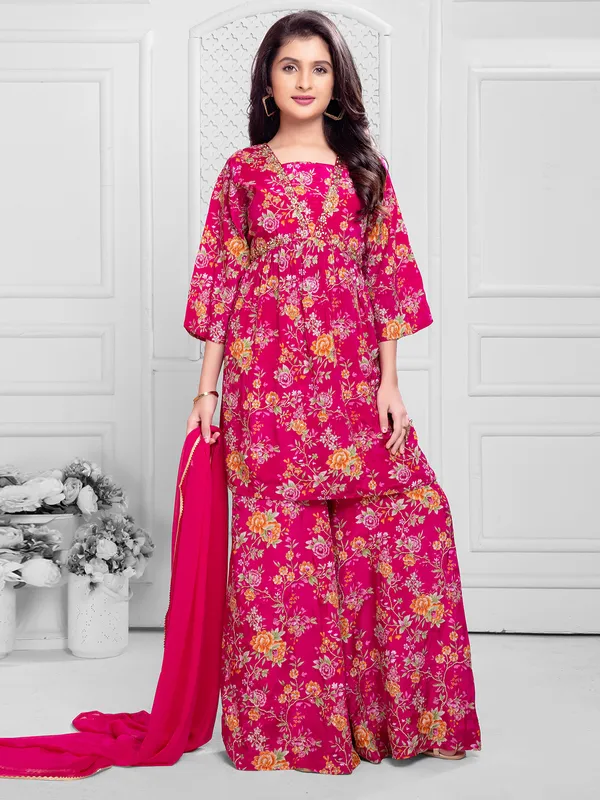 Floral printed silk palazzo set