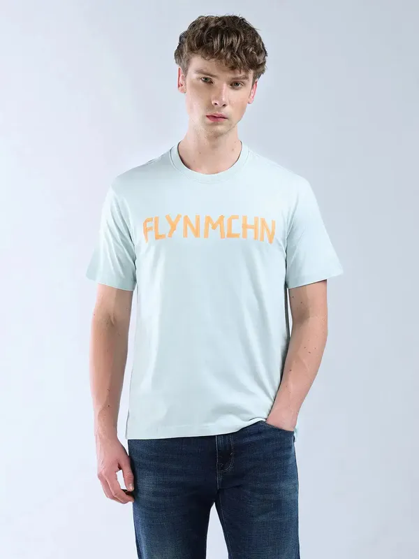 FLYING MACHINE aqua printed slim fit mens t-shirt