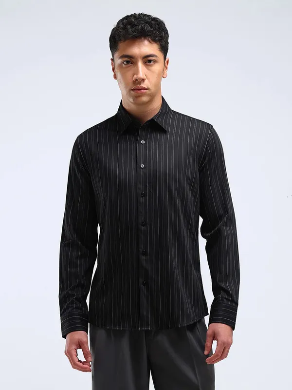 FLYING MACHINE black cotton stripe shirt