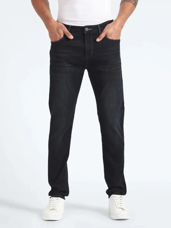 Flying Machine black washed slim tapered fit jeans