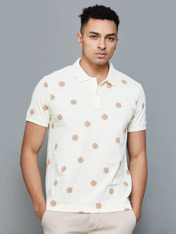 Flying Machine cotton white printed t-shirt