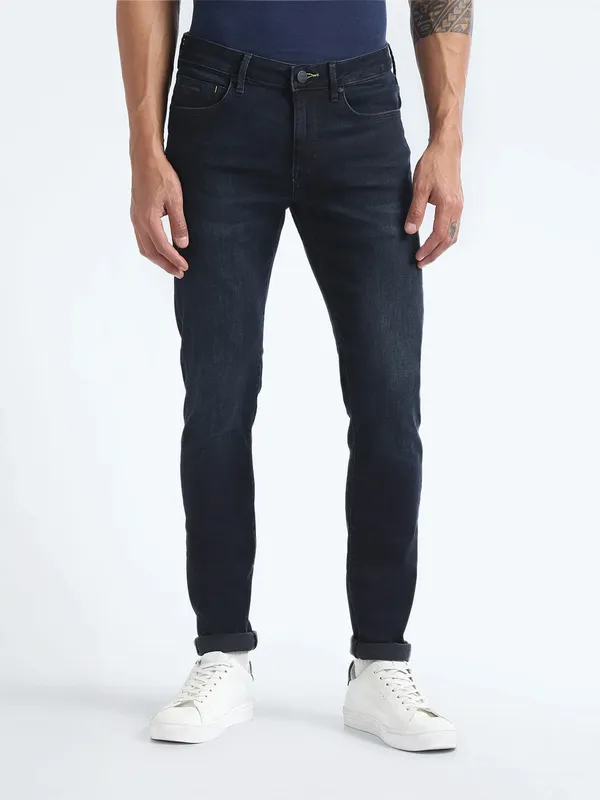 FLYING MACHINE dark blue washed denim jeans