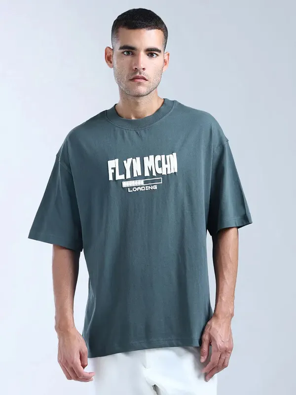 FLYING MACHINE electric blue oversize t-shirt