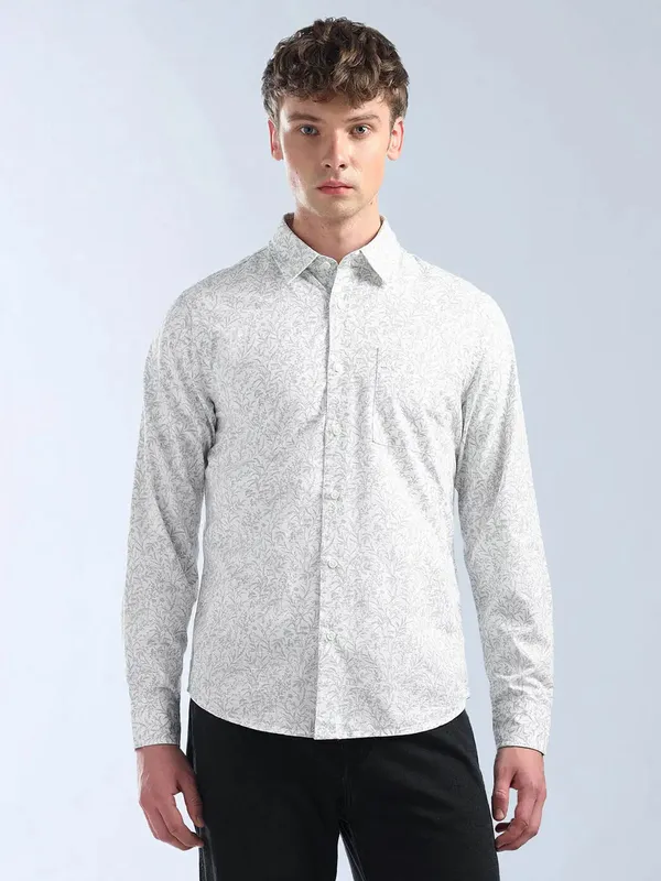 FLYING MACHINE floral printed white casual shirt
