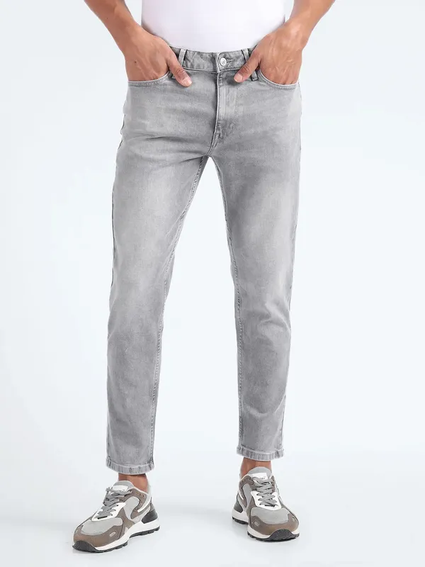 Flying Machine light grey relax tapered fit jeans