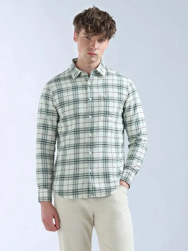 FLYING MACHINE mint green checkered casual shirt