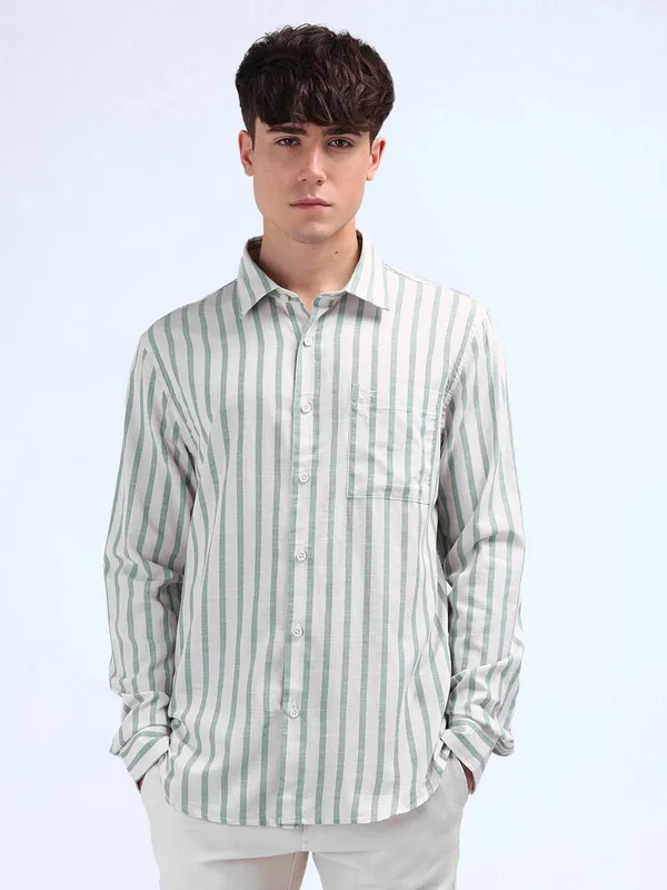 FLYING MACHINE off white cotton shirt for men