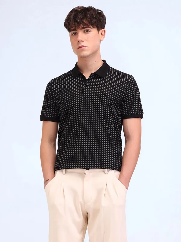 FLYING MACHINE printed black cotton t-shirt for men