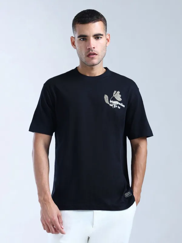 FLYING MACHINE printed navy cotton t-shirt for men