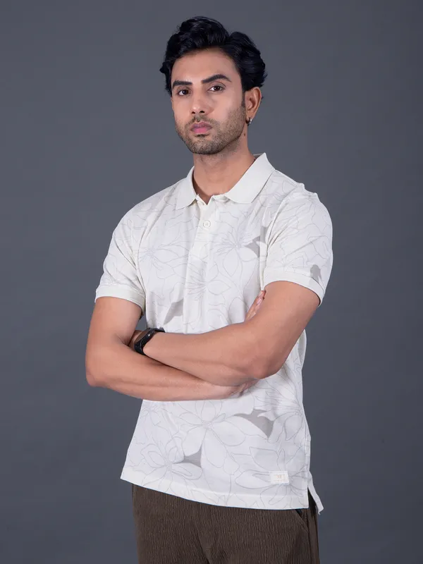 FLYING MACHINE printed white shirt