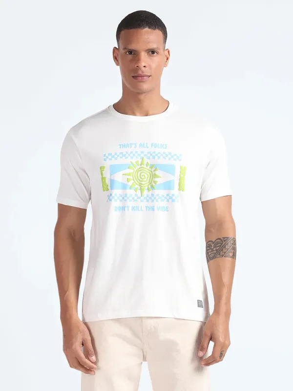 Flying Machine printed white t-shirt