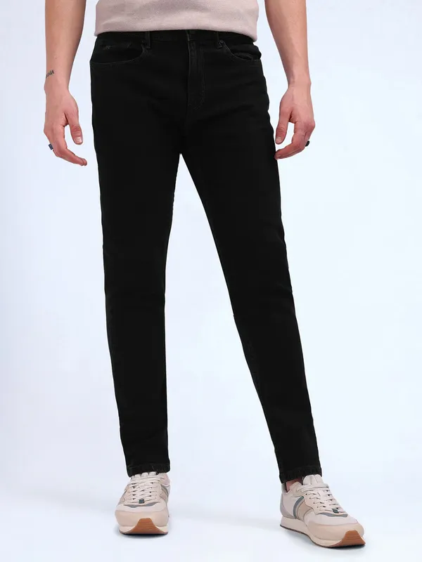 FLYING MACHINE solid black jeans in denim