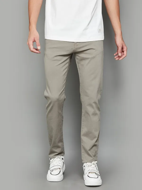 FLYING MACHINE solid ecru beige mens jeans
