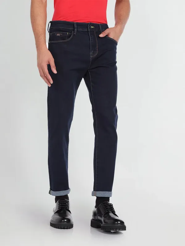 Flying Machine solid navy jeans