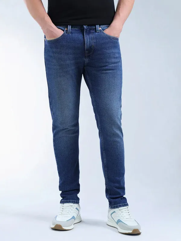 FLYING MACHINE washed blue tapered denim for men