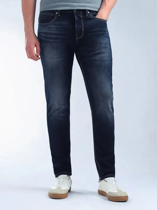 FLYING MACHINE washed dark blue denim for men