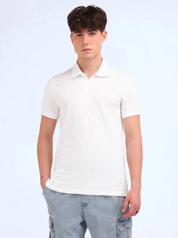FLYING MACHINE white cotton t-shirt for men