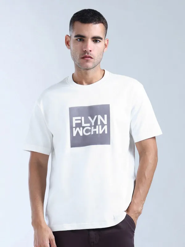 FLYING MACHINE white printed stylish t-shirt