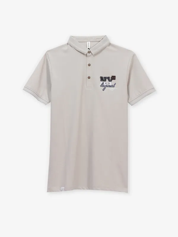 FREEZE beige cotton slim fit t-shirt for men
