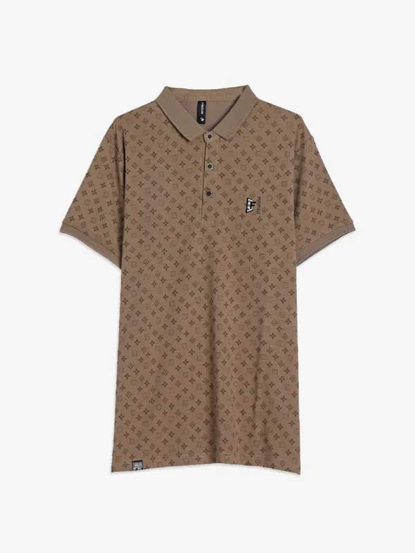 Freeze beige printed cotton t-shirt