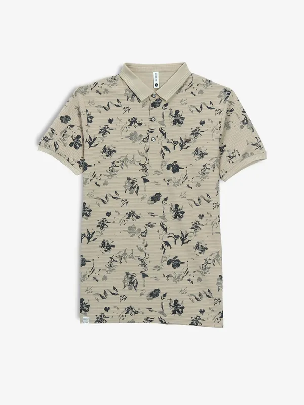 FREEZE beige printed t-shirt