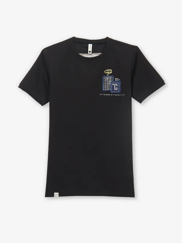 FREEZE black casual cotton half sleeve t-shirt