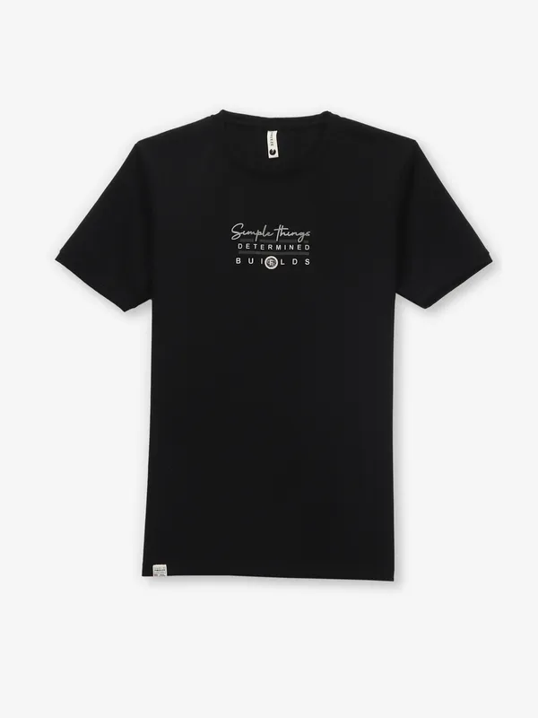 FREEZE black casual cotton t-shirt in printed