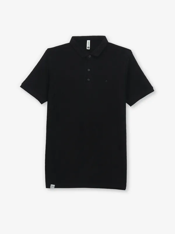 FREEZE black cotton casual polo t-shirt