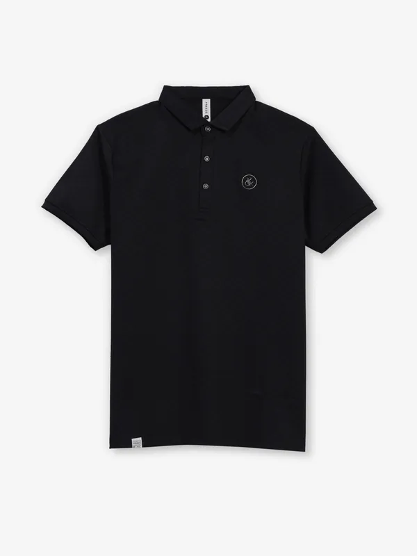 FREEZE black cotton slim fit polo t-shirt