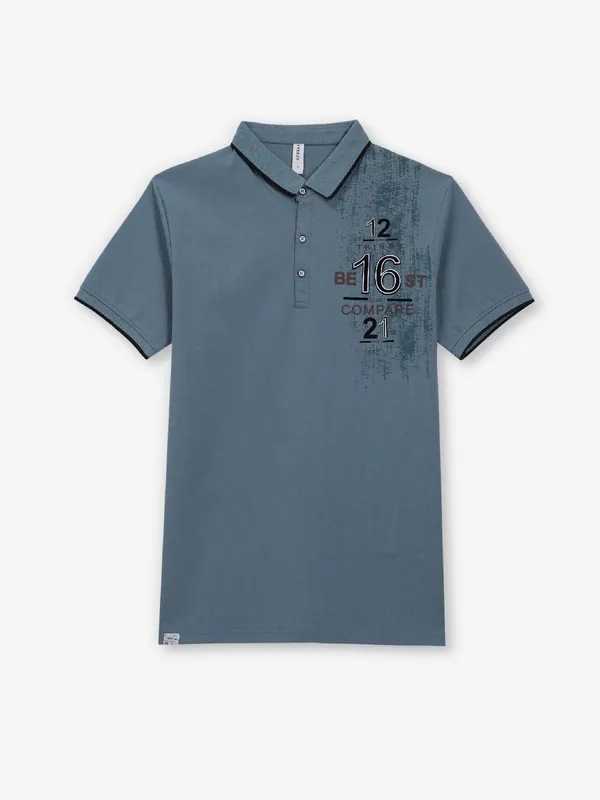 FREEZE blue printed cotton t-shirt