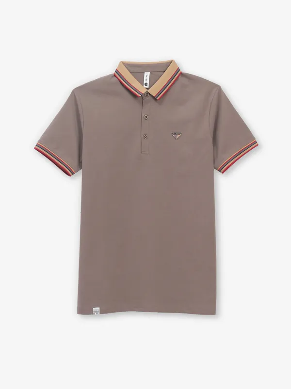 FREEZE brown cotton slim fit t-shirt