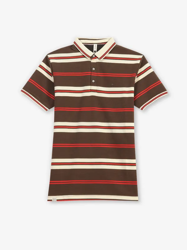 FREEZE brown stripe cotton t-shirt