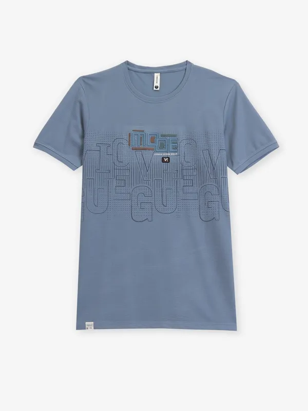 FREEZE cotton blue printed t-shirt for men