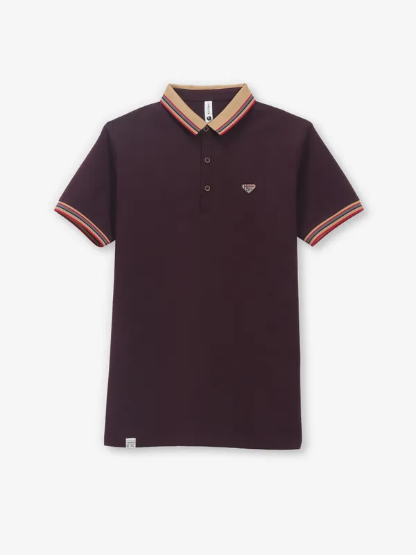 FREEZE cotton maroon casual slim fit t-shirt
