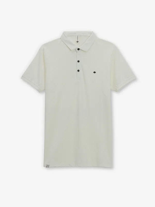FREEZE cotton white textured t-shirt