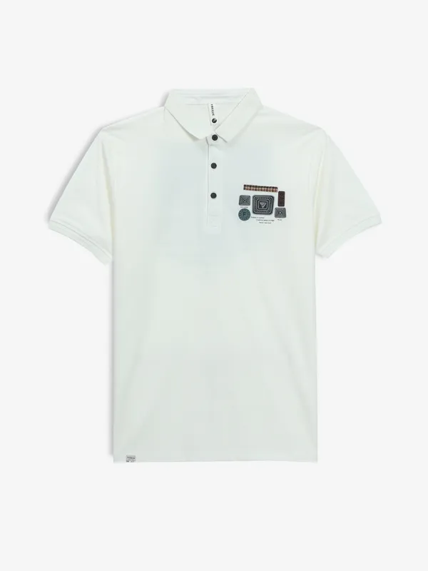 FREEZE cream cotton plain t-shirt