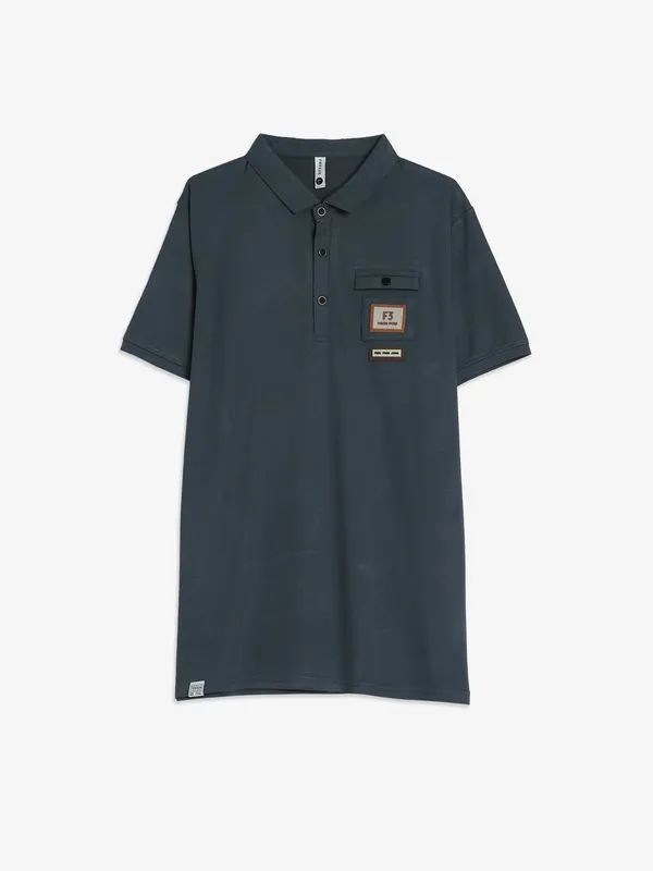 Freeze dark grey cotton plain t-shirt